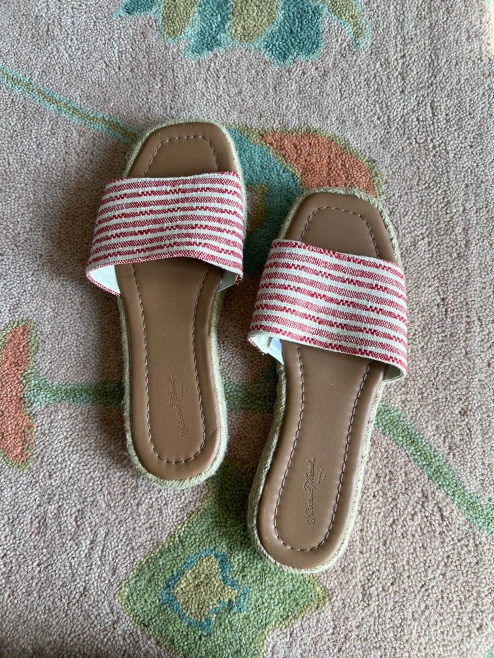 Women's Red Striped Slide Sandals
